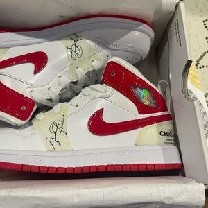 Nike Red and White High-Top Sneakers